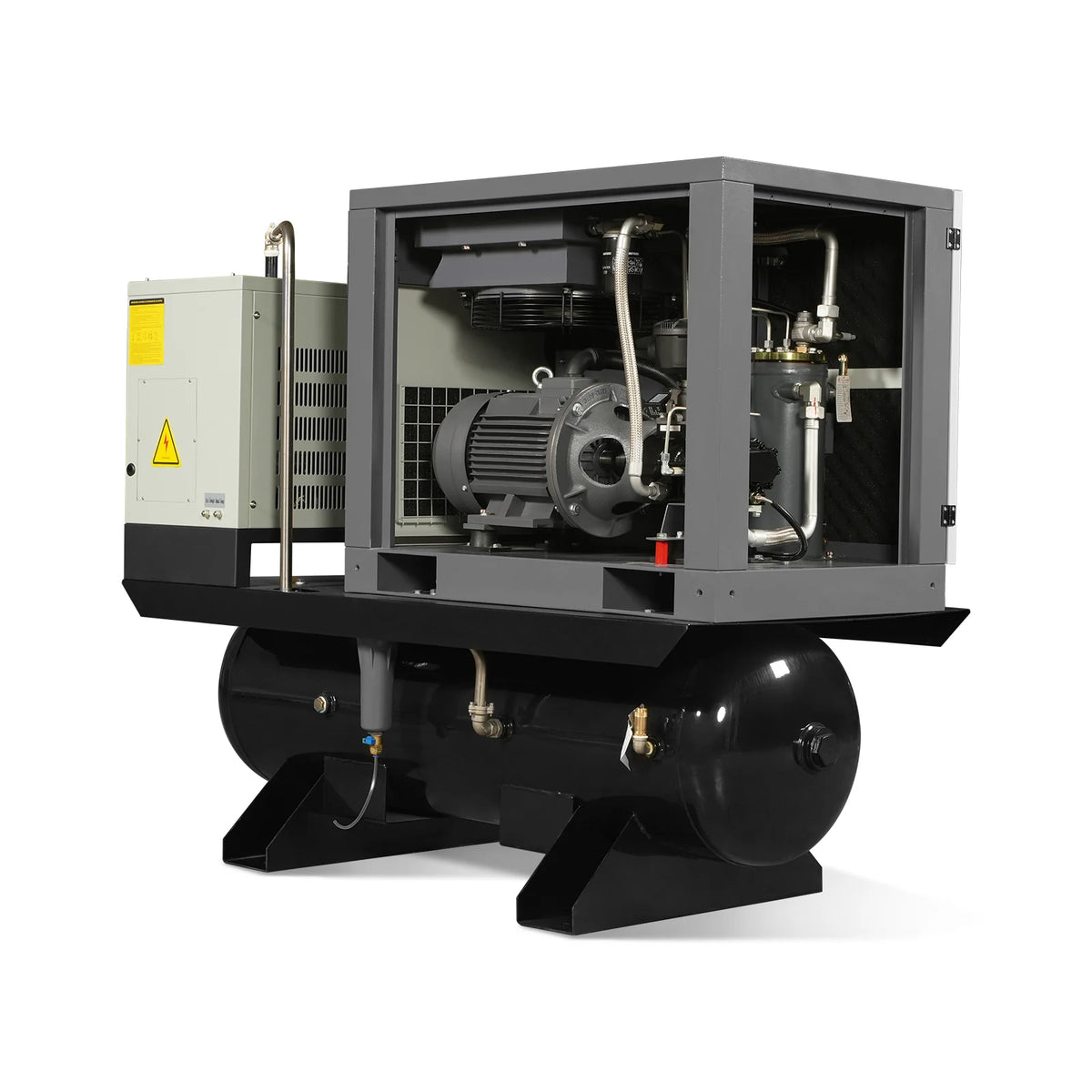 10HP Combined Rotary Screw Air Compressor with Dryer & 66-Gal ASME Tank | 32 CFM, 116 PSI, 460V 3-Phase - Industrial Grade