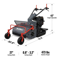 27" Walk Behind Flail Mower, 10HP 302cc, Self-Propelled, Tracked, Electric Start, SFM27T