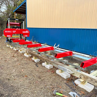 32" Portable Sawmill (5 x Blades Included), 420cc 13.4HP E-Start Gasoline Engine, 26.5" Board Width, 20' Track Length (13' Track Length + 6.4' Track Extension Included) , SM-32