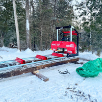 32" Portable Sawmill (5 x Blades Included), 420cc 13.4HP E-Start Gasoline Engine, 26.5" Board Width, 20' Track Length (13' Track Length + 6.4' Track Extension Included) , SM-32