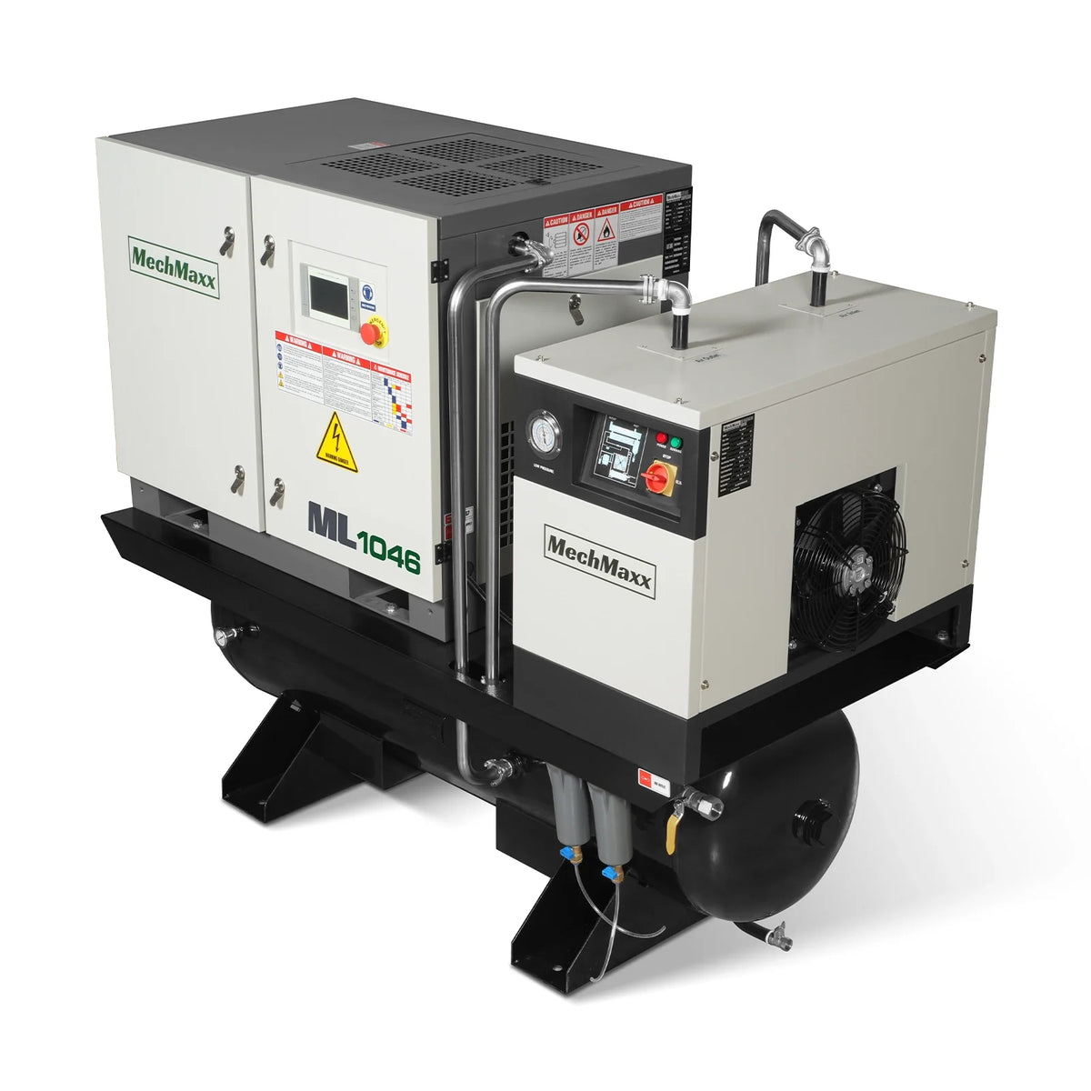 10HP Combined Rotary Screw Air Compressor with Dryer & 66-Gal ASME Tank | 32 CFM,  116 PSI,  460V 3-Phase - Industrial Grade
