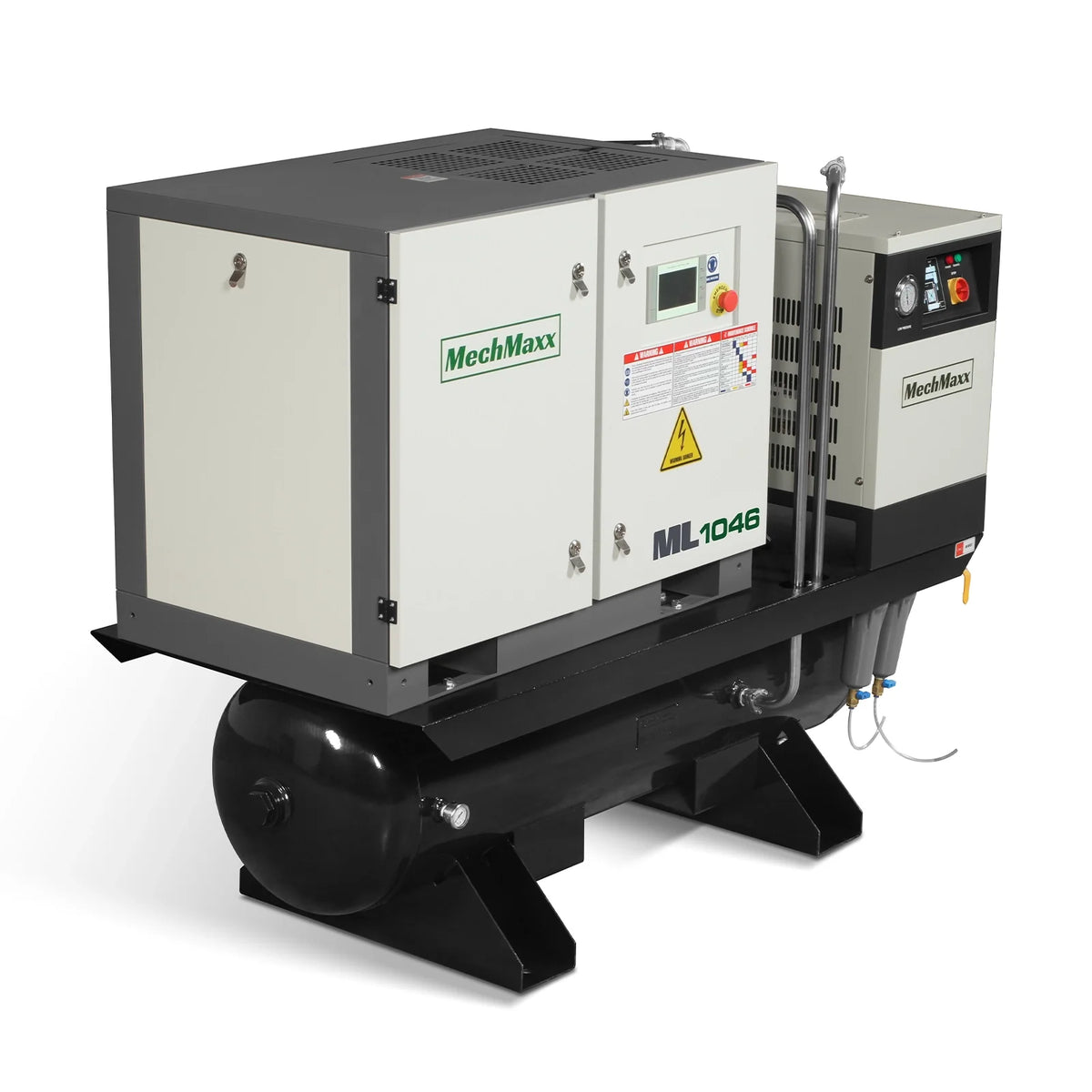 10HP Combined Rotary Screw Air Compressor with Dryer & 66-Gal ASME Tank | 32 CFM,  116 PSI,  460V 3-Phase - Industrial Grade