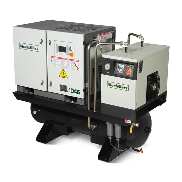 10HP Combined Rotary Screw Air Compressor with Dryer & 66-Gal ASME Tank | 32 CFM,  116 PSI,  460V 3-Phase - Industrial Grade