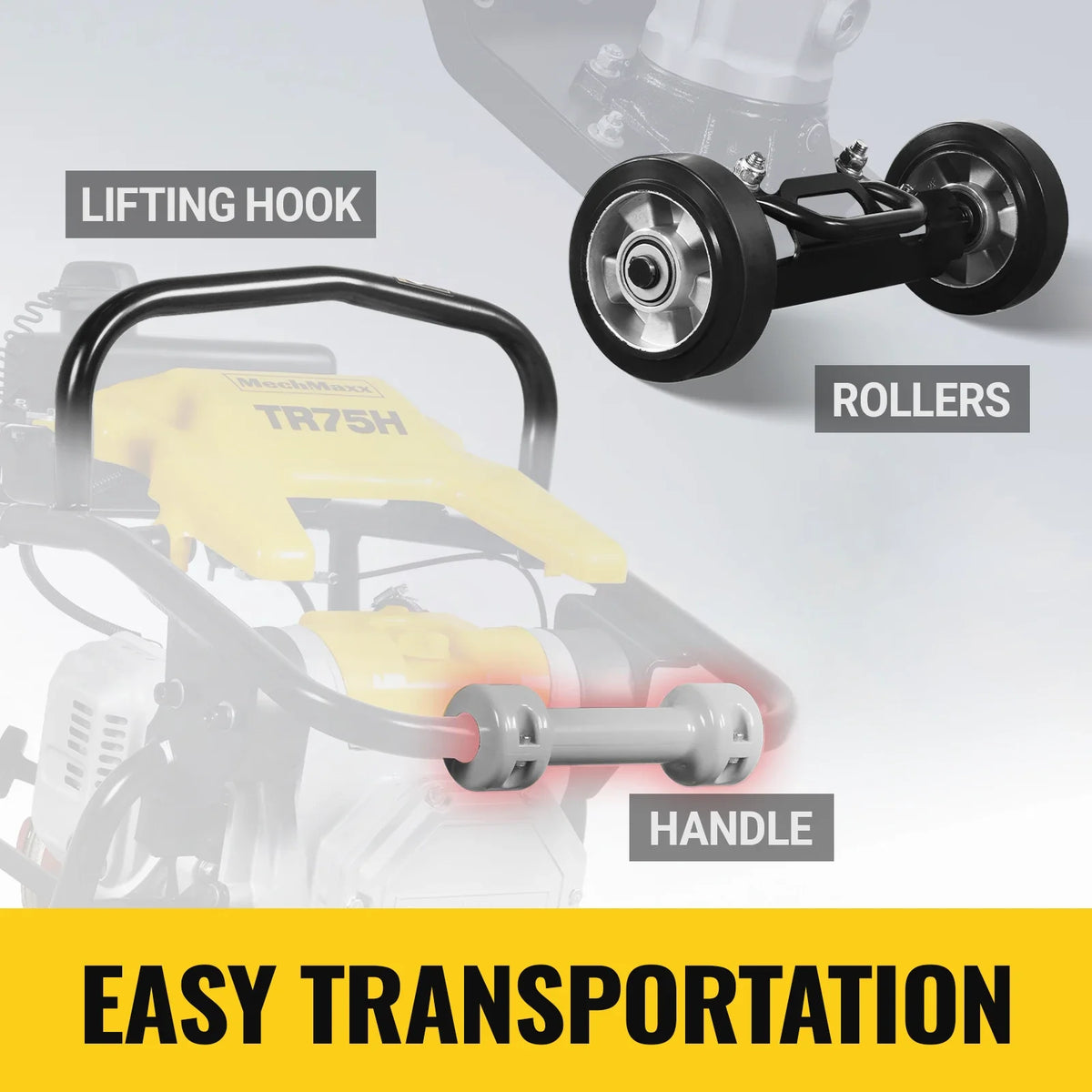 Honda GXR120 Tamping Rammer with Wheel Kit, 3150 lb Impact Force Jumping Jack Tamper Compactor for Soil, Gravel, Backfill and Foundation, TR75H