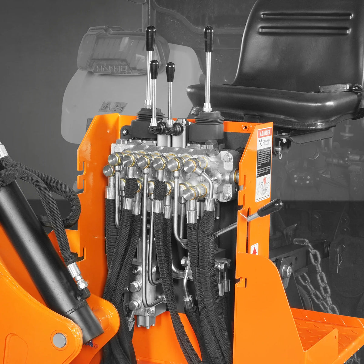 8' Tractor Backhoe Attachment with Mechanical Thumb,  15" Bucket,  ISO/SAE Switchable Controls,  Self-Contained Hydraulic System,  3 Point Hitch Cat.1 & 2,  20-100 HP,  BH760M