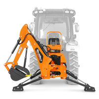8' Tractor Backhoe Attachment with Mechanical Thumb,  15" Bucket,  ISO/SAE Switchable Controls,  Self-Contained Hydraulic System,  3 Point Hitch Cat.1 & 2,  20-100 HP,  BH760M