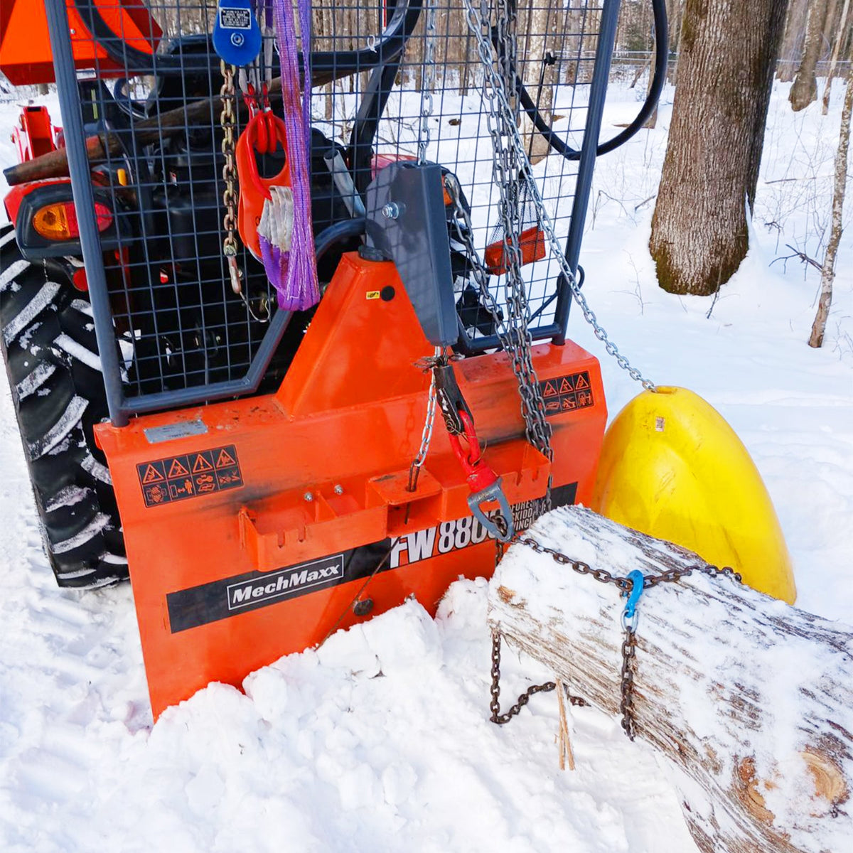 8800lbs 3-Point Hitch Forestry Log Skidding Winch,  200ft Cable Length,  25-60 HP Tractor,  Category 1 Hookup,  FW8800