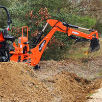 8' Tractor Backhoe Attachment with Mechanical Thumb,  15" Bucket,  ISO/SAE Switchable Controls,  Self-Contained Hydraulic System,  3 Point Hitch Cat.1 & 2,  20-100 HP,  BH760M