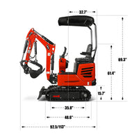 Mini Compact Excavator HONDA GX390 Engine,  65.7" Max. Digging Depth, 1Ton, 2280 LBS Operating Weight,  MEC10